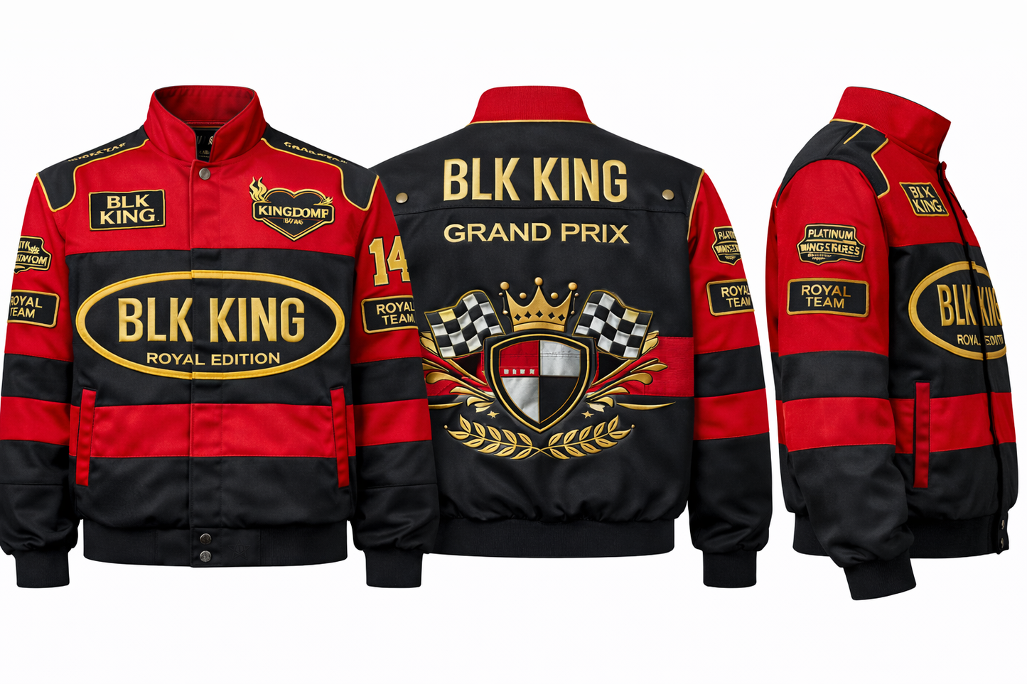 BLK KING “POWER PLAY” RED & BLACK Racecar JACKET